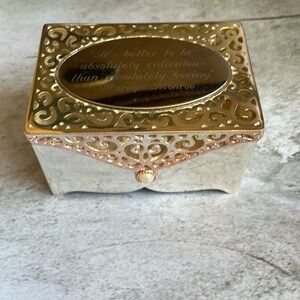 Silver Jewelry Box, Ornate, Marylin Monroe Quote Engraving